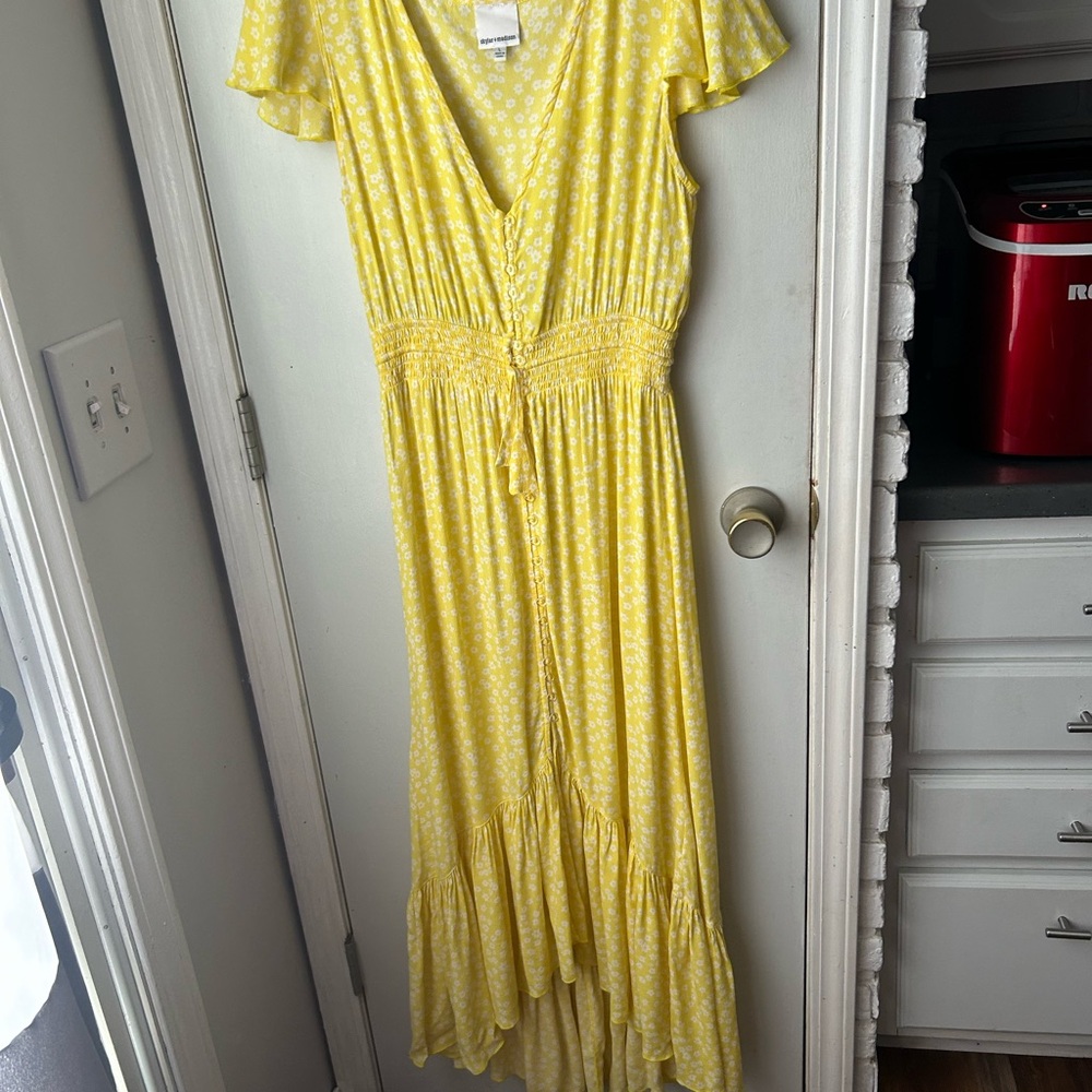 Skylar + Madison Maxi Boho Yellow High Low Dress